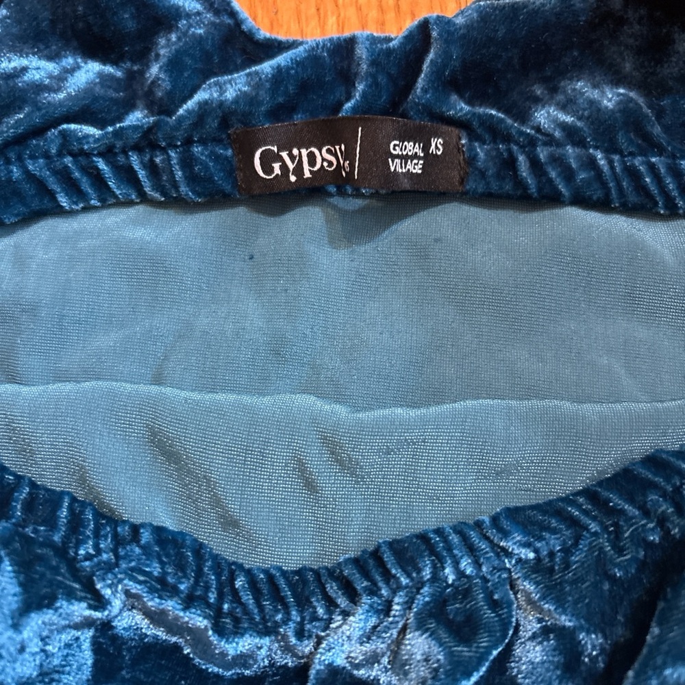 Gypsy Navy Blue Velvet Mini Slip Dress - Picture 3 of 4